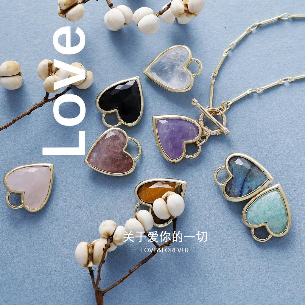 Fashion Light Luxury Simple Natural Stone Love Pendant Short Scarf Necklace Choker Jewelry Gifts