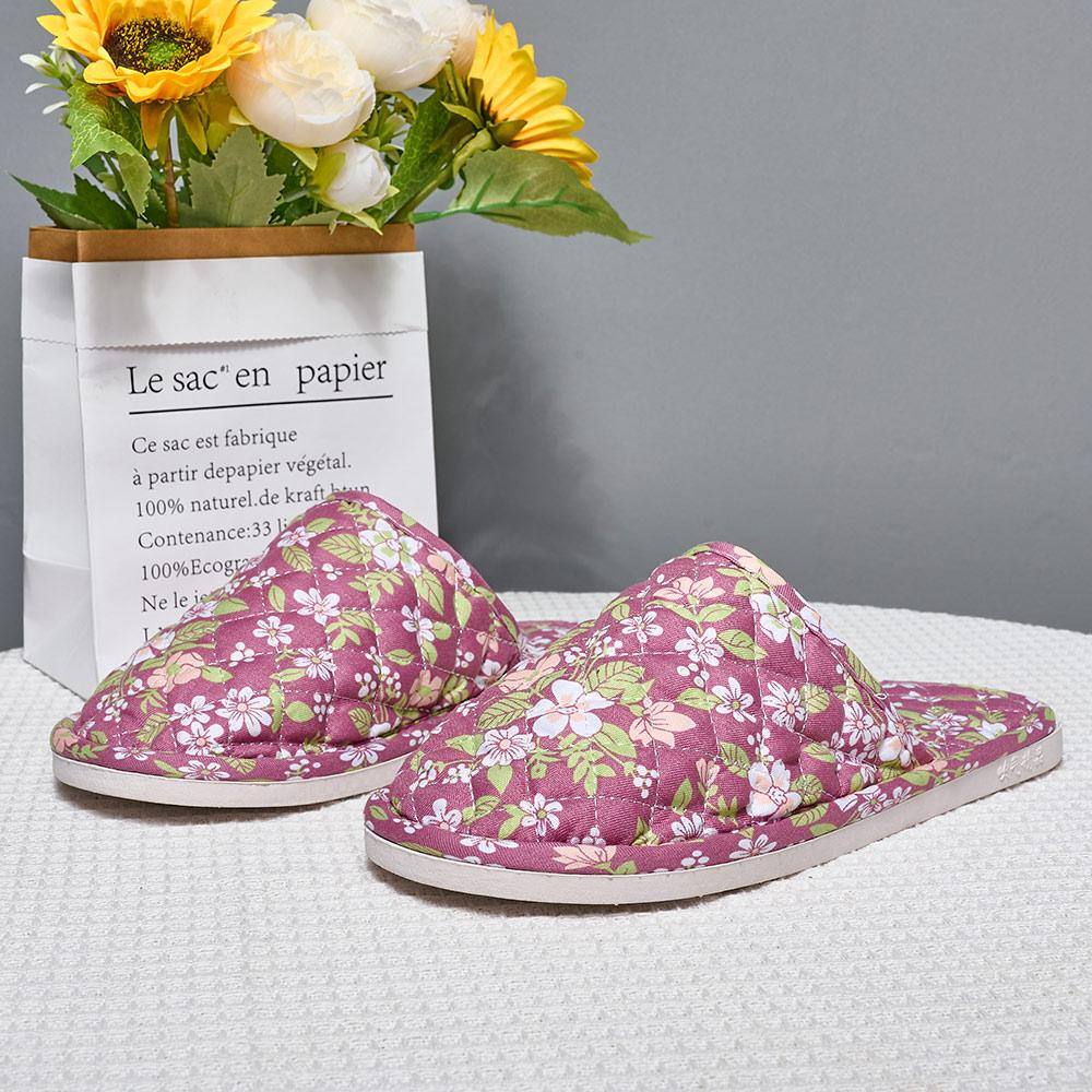 Floral Fabric Slippers Korean Style Unisex Home Shoes Soft Comfortable Non Slip Indoor Outdoor