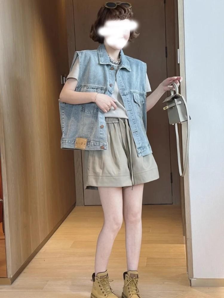 Women's Retro Sleeveless Denim Vest - Spring/Autumn Loose Fit