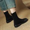Krazing Pot Flock Autumn Winter Shoes Low Heels Size 43 Stretch Boots Back Patch Work Street Wear Elastic Ankle Boots