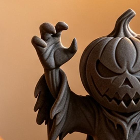 Halloween Party Table Decor 3D Printed Pumpkin Man Figurine, Spooky Zombie Statue for Windows Ornament Home Office Desk Shelf Devil Accessory