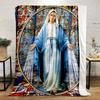 Virgin Mary with Radiant Halo Patterned Flannel Blanket Perfect for the Bedroom Living Room, Sofa, or a Little Nap