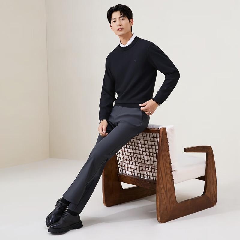 SEVEN Men's Fleece Lined Wool Blend Pullover Sweater