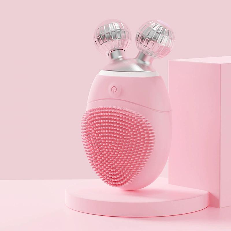 Multi-function Silicone Electric Facial Cleansing Brush Deep Clean Vibration Massage 3D Roller V-Face Skin Lifting and Firming