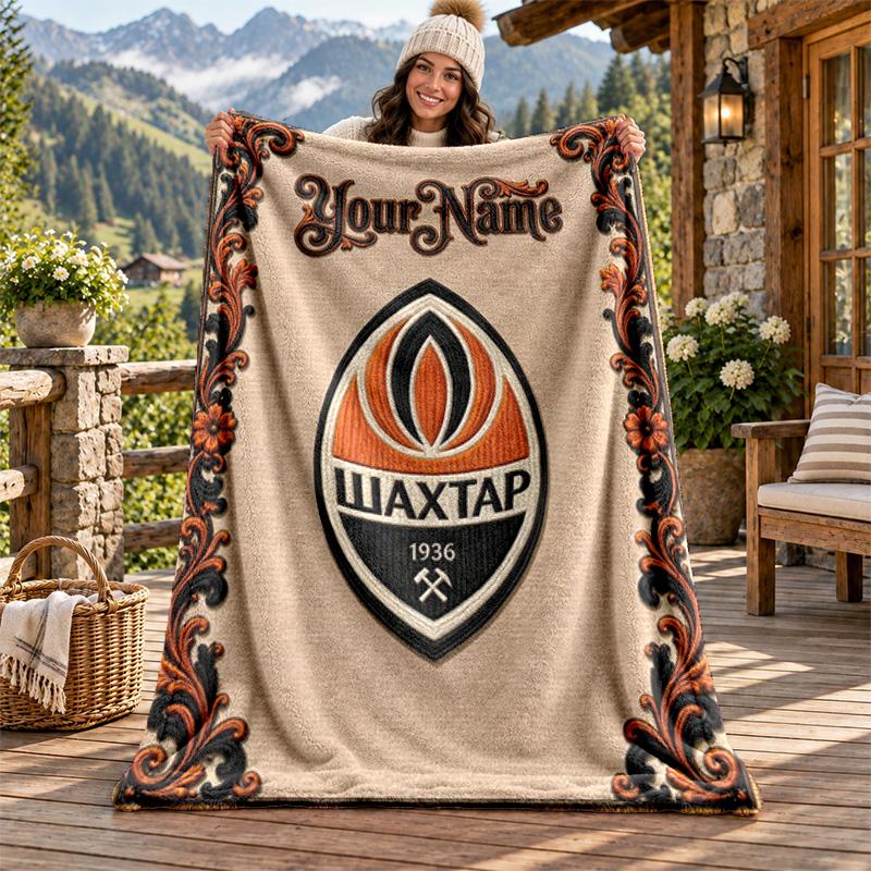 FC Shakhtar Donetsk Custom Name Flannel Blanket Personalized Soft Warm Plush Throw Blanket Customized Gift for Family Friends