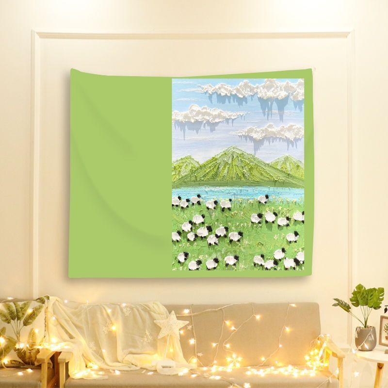 

Подвесная ткань ins ветер картина маслом сетка красный фон настенный гобелен маленький свежий лечебный отдел общежитие украшение спальни 100X75CM