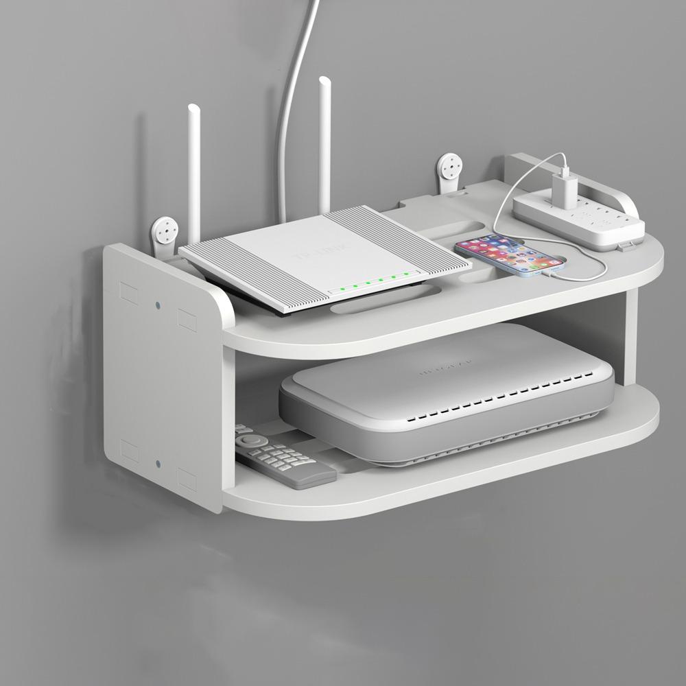 Strong Load-Bearing 2 Layer Wall Shelf Plastic Router Placement Rack  Cable Management