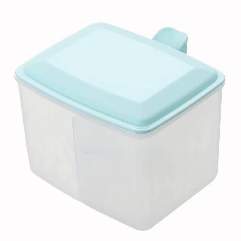 1PC MultiFunctional Kitchen Seasoning Integrated Square Seasoning Box Double-Grid Seasoning Jar With Spoon Pink Blue Storage Box