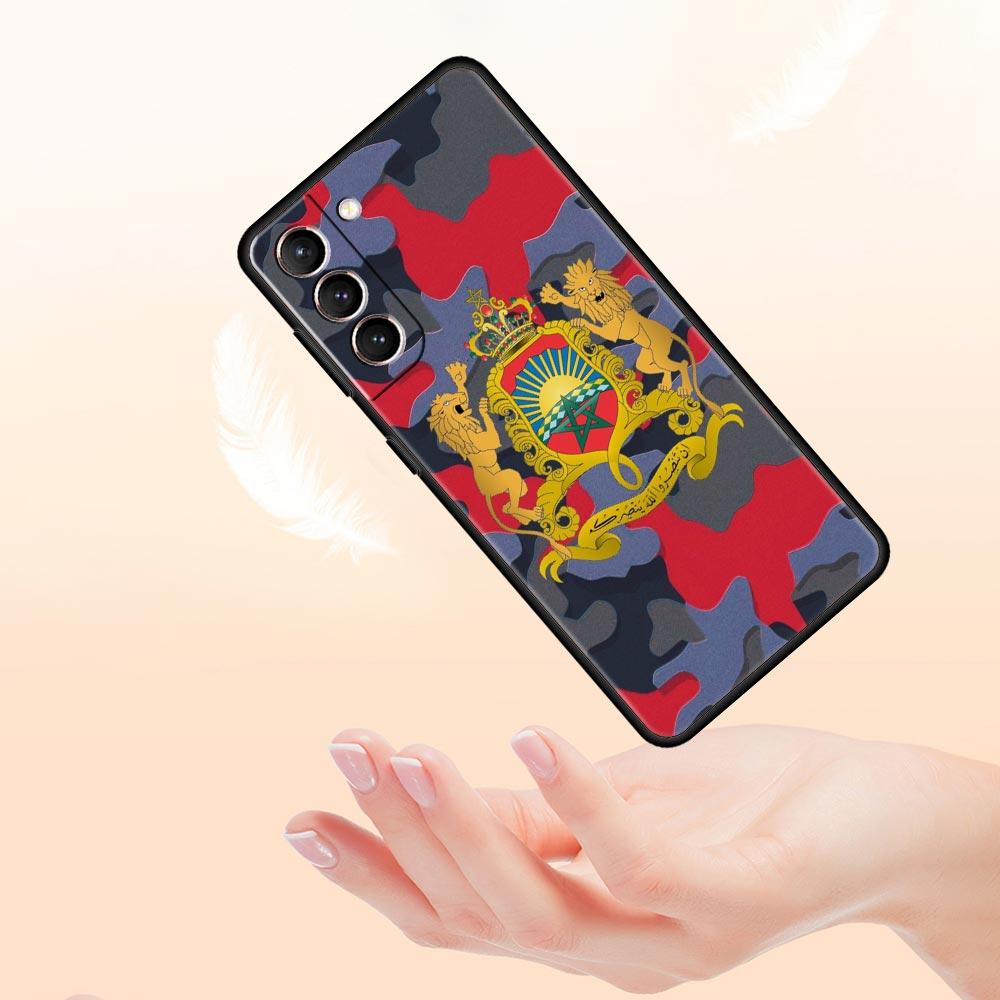 Bandiera Marocchina Maroc Marocco Custodia per Telefono Passaporto Per Samsung Galaxy S26 Ultra S25 Plus S24 FE S23 S22 5G S21 S20 Cover Nera Morbida