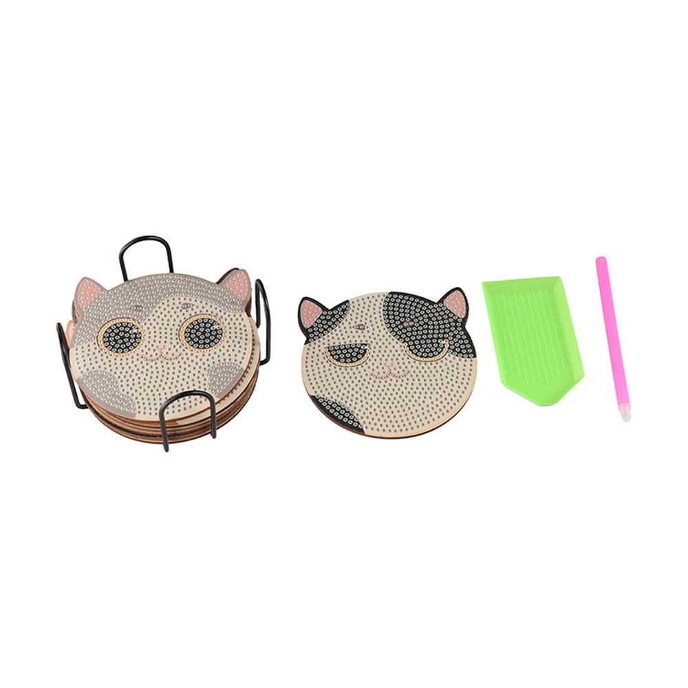 Colorful DIY  Painting Coasters Cartoon DIY Cat Tablemat  Home Decor