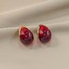 Francouzské Retro Červený Drahokam Náušnice Pecky Kapka Vody Lehký Luxus Elegantní Temperament Náušnice Pro Ženy Jednoduché Párty Šperky