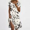 Women's Casual Short Sleeved Dress With Floral Print And Pocket Design And Pocket Design