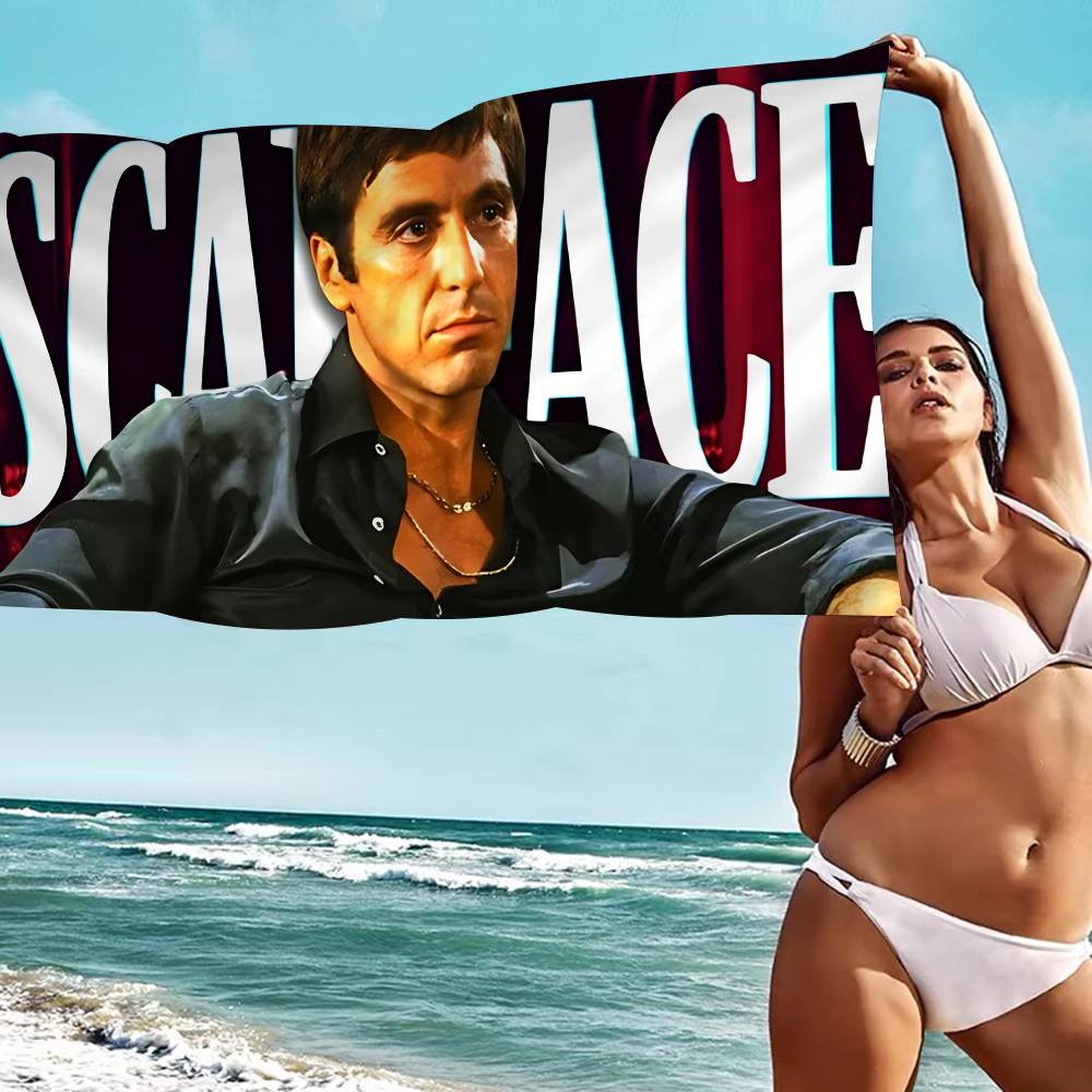 Retro S-Scarface Bath Towel Microfiber Soft Water Absorbing Breathable For Girl Kids Decorative Cartoon Beach Towel