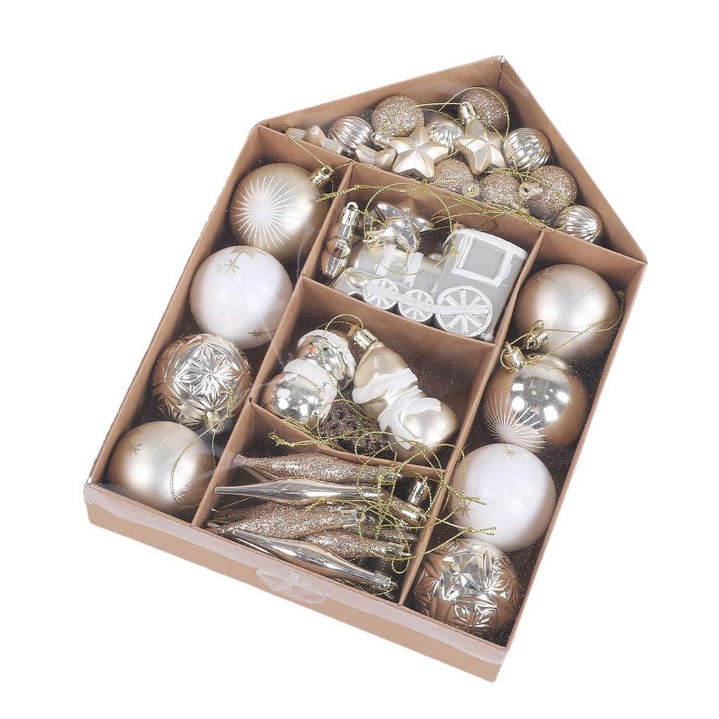 2 Pack Xmas Ball Ornaments Set PS Plated Stars Snowman Snowflakes Xmas Tree Hanging Decorative Balls for Home White and