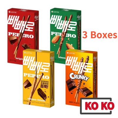 Lotte PEPERO stecca di cioccolato 3 scatole set / Originale / Mandorla / Choco Field (Nudo) / Croccante