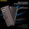 AMORUS For Samsung Galaxy A16 5G/4G Stand Cases Calf Texture Genuine Split Leather Wallet Phone Cover