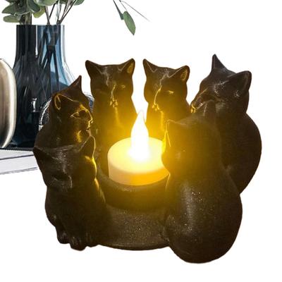 3D Printing Black Cat Candle Holder Cat Circular Candlestick Ornament Animal Desktop Decoration For Home Office Living Room