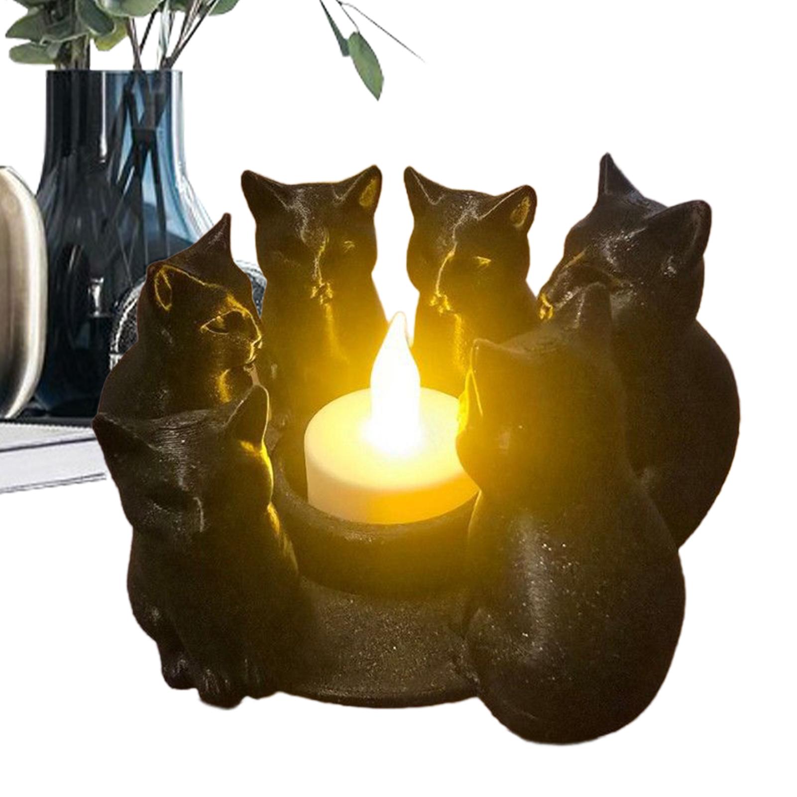 

3D Printing Black Cat Candle Holder Cat Circular Candlestick Ornament Animal Desktop Decoration For Home Office Living Room China Mainland