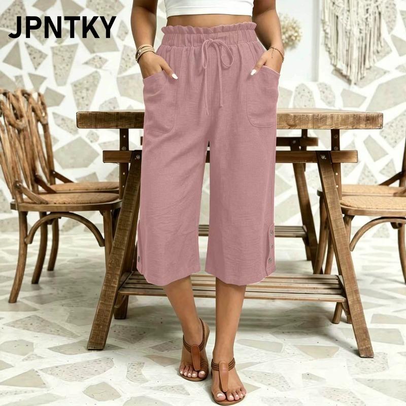 JPNTKY Women's Fashion Casual Solid Color Print Pants & Capris
