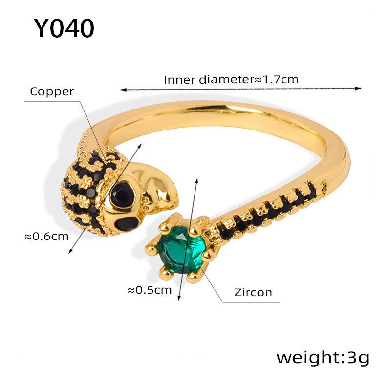 Exaggerated Hip Hop Punk Rhinestone Gold-Plated Ring Collection Size 7
