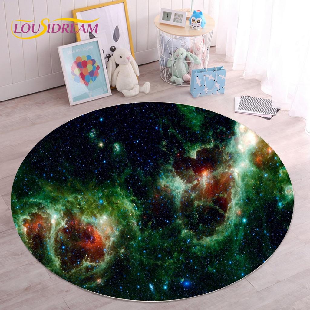HD Galaxy Universe Space Stars Runder Teppich, Teppich für Wohnzimmer, Kinderzimmer, Sofa, Spielzimmer, Dekoration, rutschfeste Bodenmatte