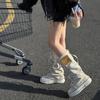 Niche design sense high-top canvas shoes women's new autumn and winter tube pants tube stacking boots thick-soled short boots