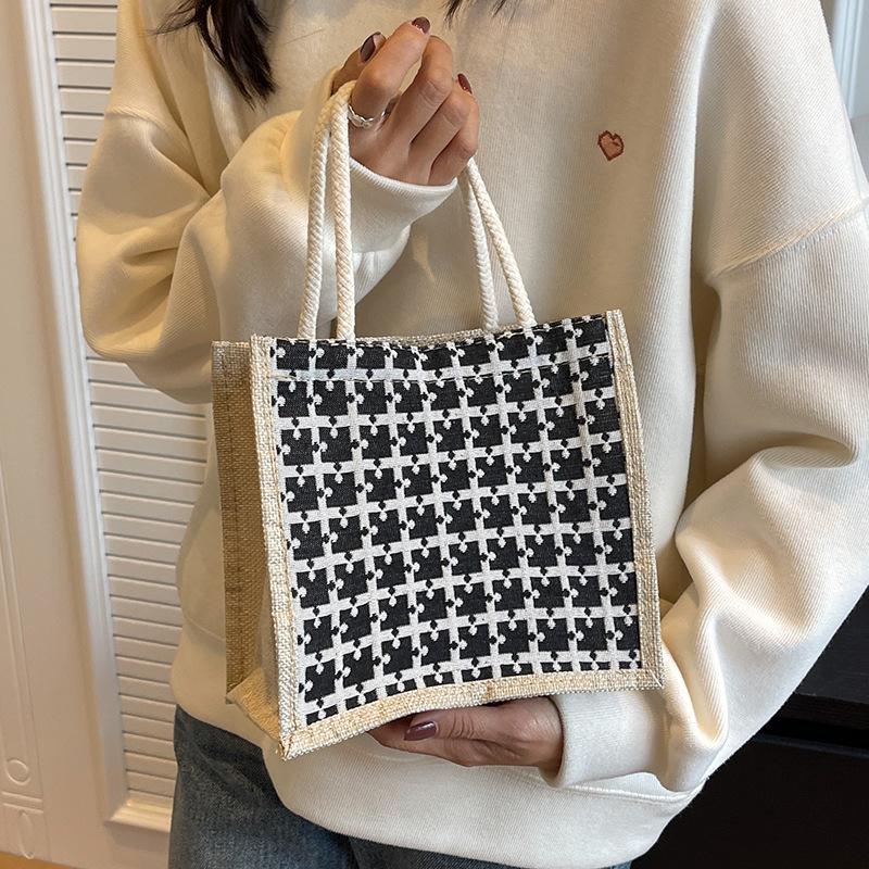 Neue Sommer-Leinentasche für Frauen zum Arbeiten und Tragen einer Lunchbox für modische Leinenhandtaschen