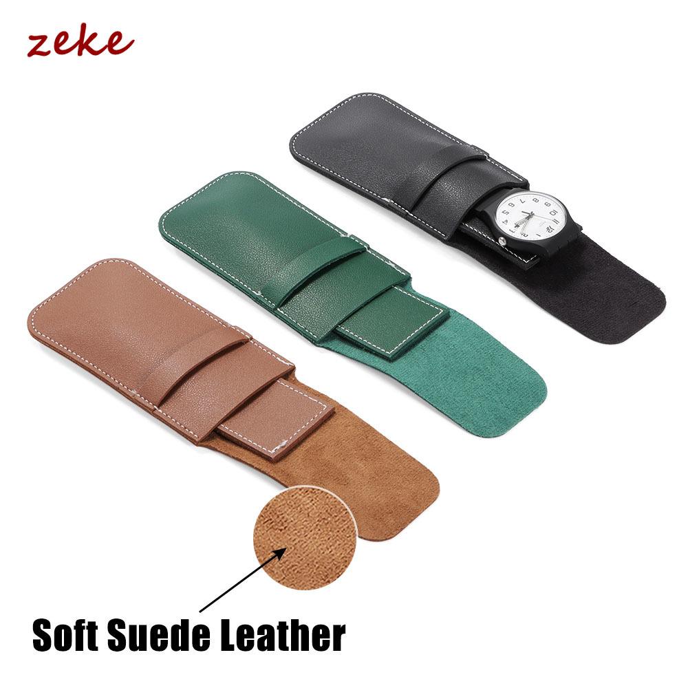 Leather Watch Bag Organizer Watch Accessories Anti-Dust Gift Bag Black Suede Stitching Bags for Jewelry Watch Storage Gift Bags