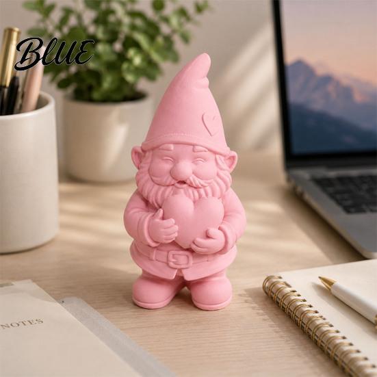 Dust Resistant Decoration 3D Printed Garden Gnome Statue Holding Heart, Cute Pink Figurine, Weather-Resistant Indoor Love Heart Ornament and Outdoor,