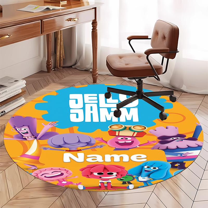 Custom Name Jelly Jamm Printed Round Rug Carpet Chair Rug Area Rug Entryway Doormats,for Office Chair Living Room Bedroom Kitchen Room.