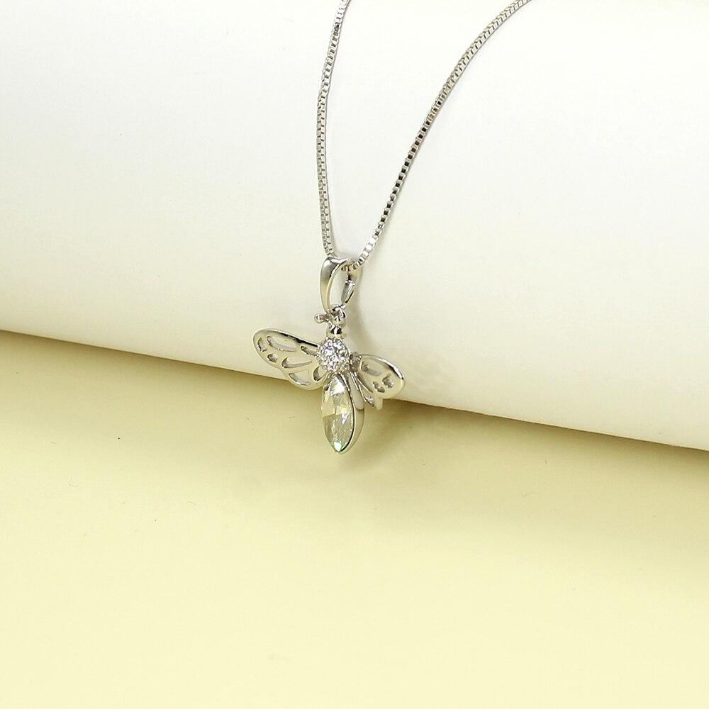 Creative Lovely Bee Crystal Pendant Necklaces Sweater Chain For Women Girls Fashion Pop Cute Christmas Birthday Jewelry Gifts