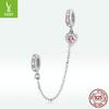 Valentine'S Day Love Silver Silicone Safety Chain Accessories, Pink Zircon Diy String Decoration Scc2125