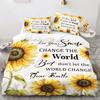 Yellow Flower Duvet Cover Set Sunflower Bedclothes Sunflower Fields With Sunset Printed Botanical Flowers Polyester Bedding Set
