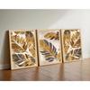 ArtX Paper Leaf Paintings For Wall Decoration, Home Decor Wall Art, Hotel Wall Painting for Living Room, Multicolor, Natural Wood Color Frames