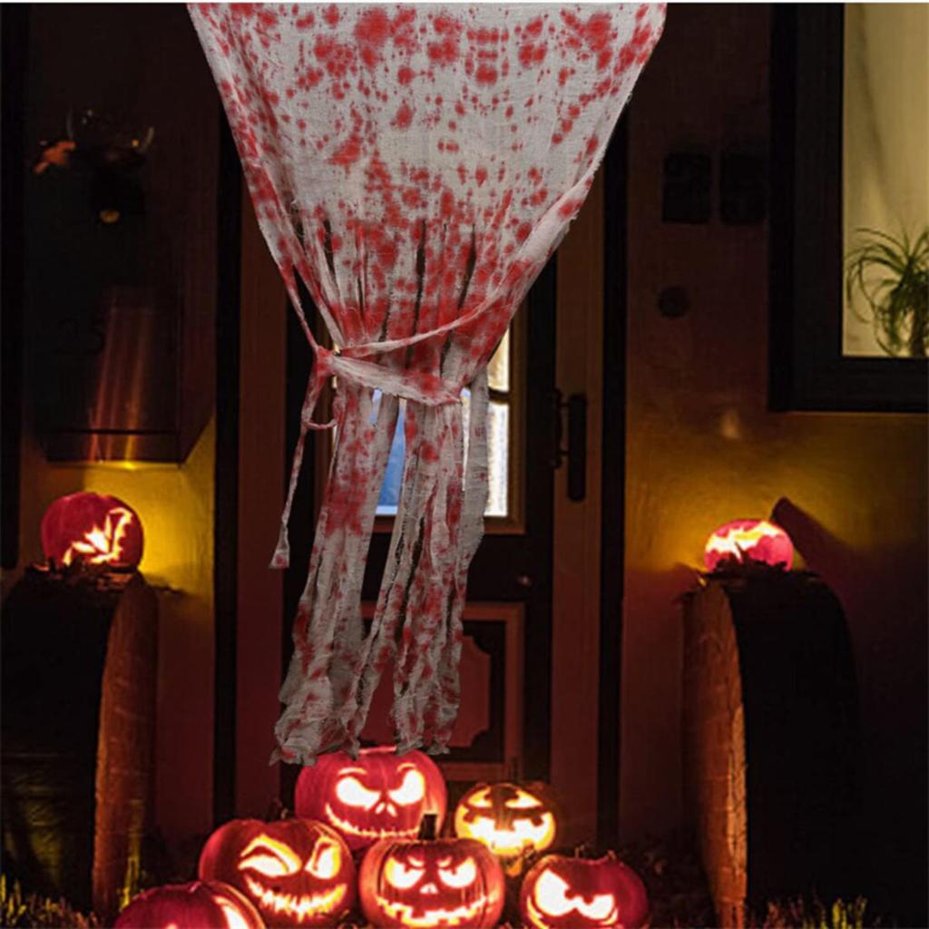 Halloween Decorative Door Curtain Blood Handprint Curtain Party Haunted House Door Pendant Horror Atmosphere Arrangement Props