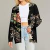Women's Fashion Long Sleeve Print V-Neck Button Loose Cardigan Top