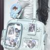Harajuku Pin Doll 20cm Display Ita Bag Women PU Leather Preppy Style Large Capacity Shoulder Bag Ladies Daily Crossbody Bag Chic