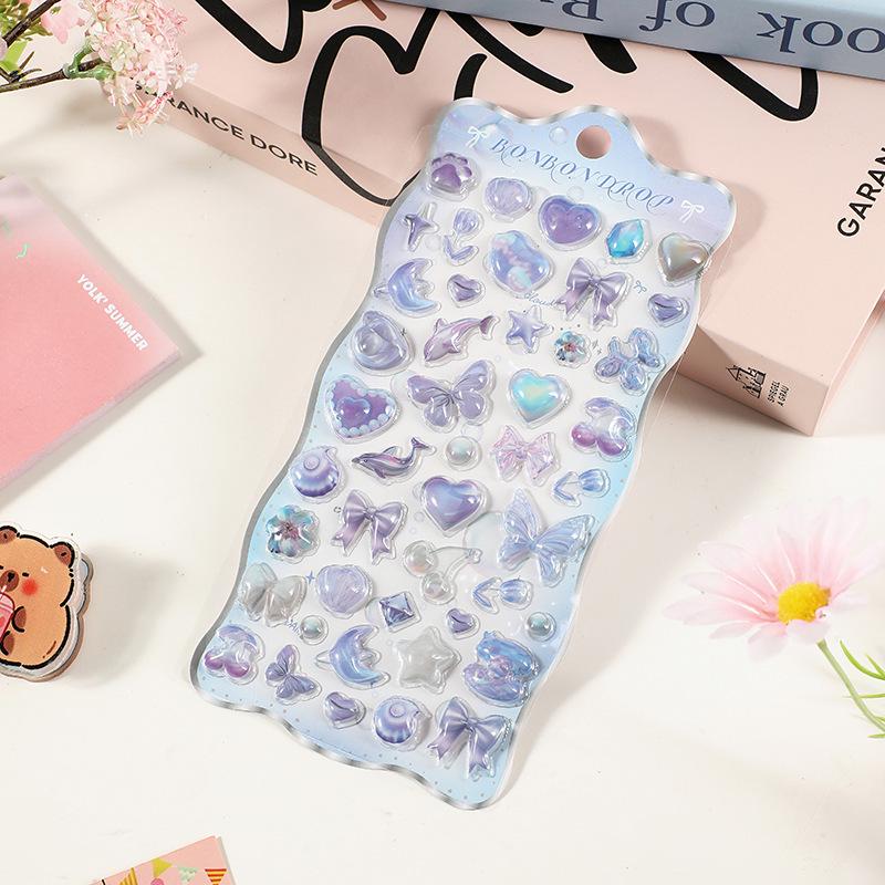 3D Crystal Diamond Cartoon Stickers for Kids - Cute, Decorative & Embossed for Girls