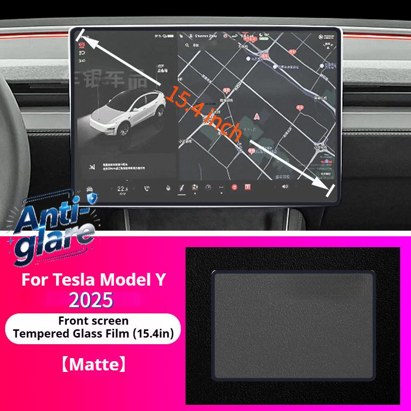 For Tesla Model Y Refresh 2025 LHD RHD Screen Protector 15.4"+8" Tempered Glass Film Central GPS Rear HD Matte Anti-Scratch