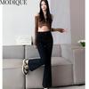 MODIQUE Autumn Plus Size New Women Bell-Bottoms Basics Elastic Pants Full Length Lady High Waisted Casual Long Jeans Female Denim   Trousers
