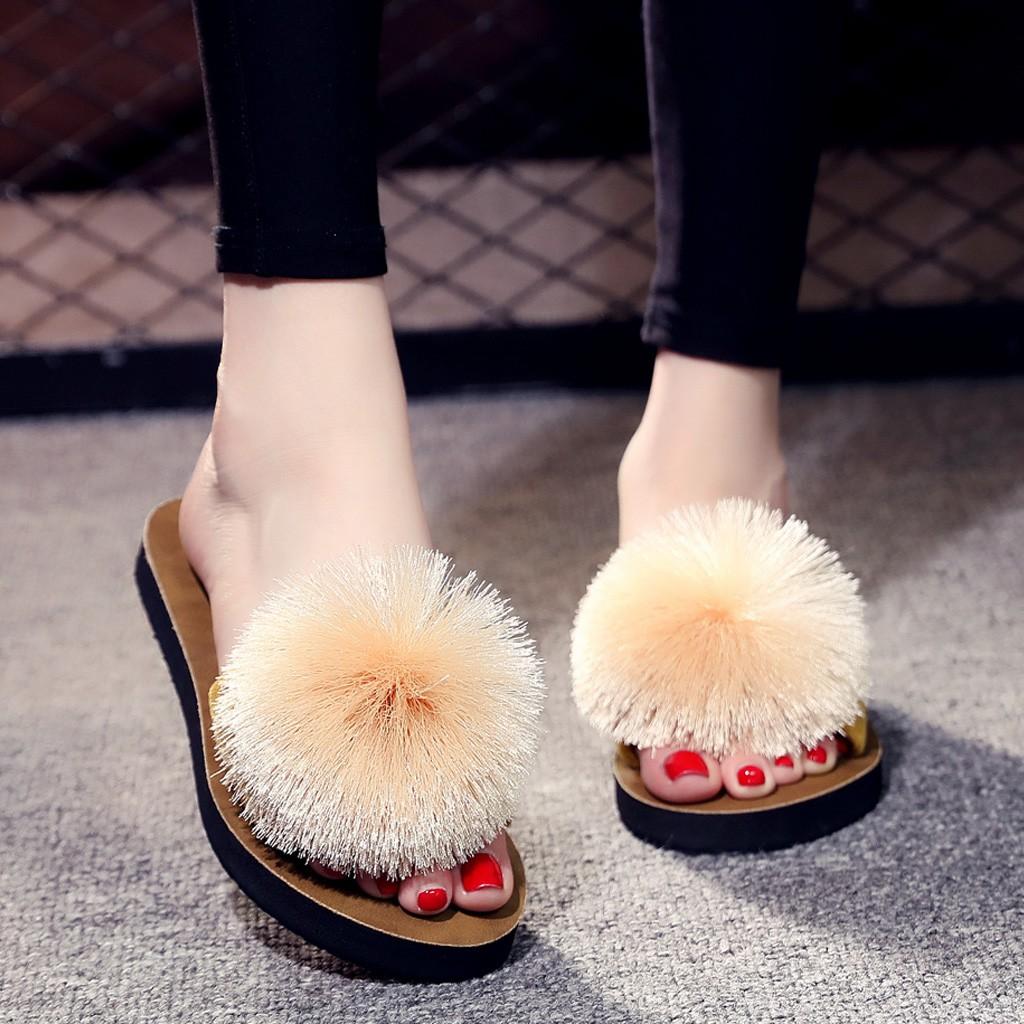 Beach Shoes Sandals Home Flip-Flops Hair Flat Slipper Breathable Women Women'S Womens Slippers Fuzzy Women Soft Plush Slippers
