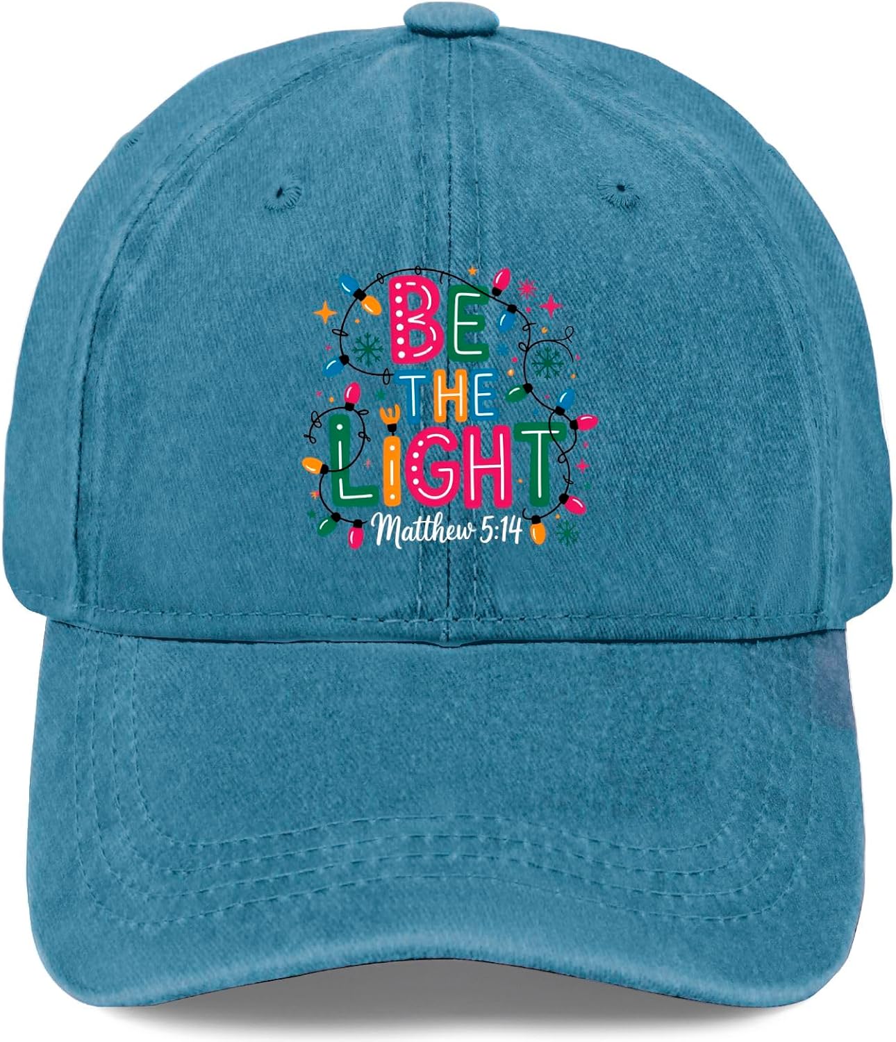 Be The Light Matthew 5 14 Graphic Washed Baseball Cap Christian Religious Prayer Adjustable Hat One Size