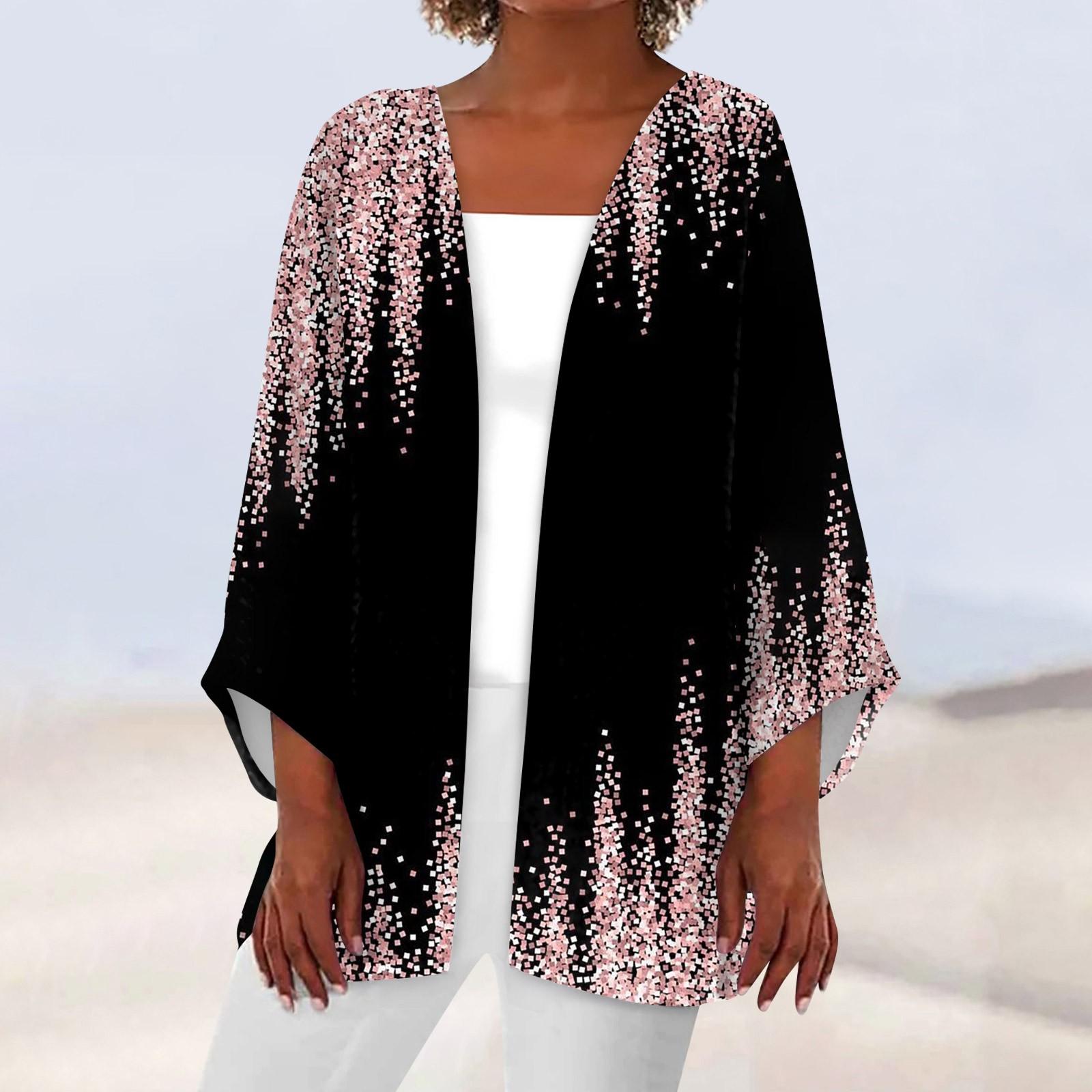 

Женская повседневная модная легкая куртка средней длины с принтом в стиле ретро, ​​кардиган S розовый