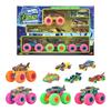 Hot Wheels Monster Truck Neon Smashers Includes 4 Monster Trucks and 5 Mini Cars Vehicles Suitable for Ages 3 and Neon JMV38 Multi-Pack (9 Total).