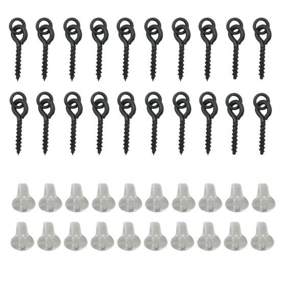 20Pcs Carp Rig Ring Stops with 20Pcs Boilie Bait Screw Fishing Accessories Kit