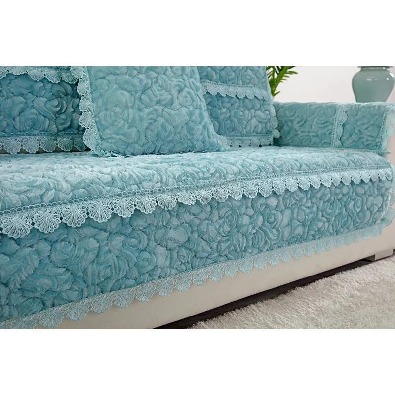 Winter sofa cushion, simple modern sofa cover, flannel European fabric non-slip cushion, plush padded sofa towel