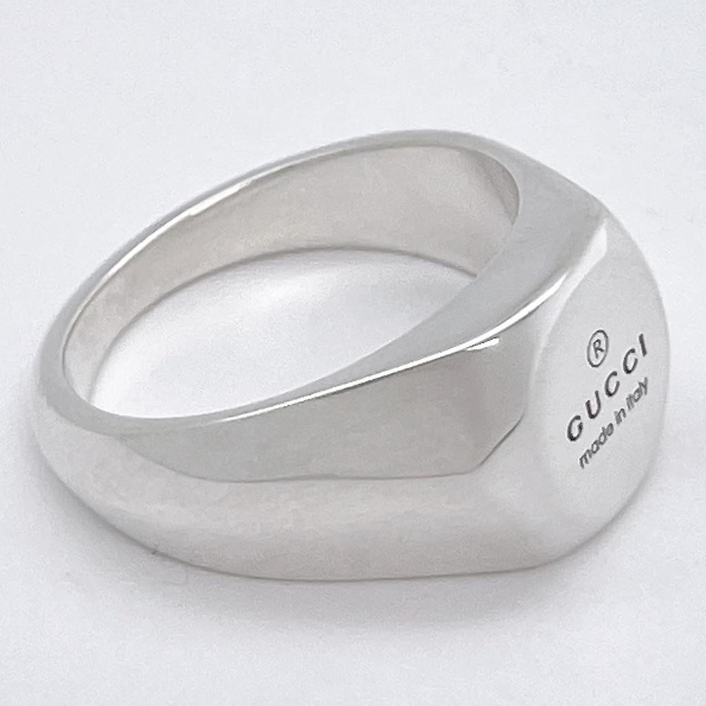 Gucci Trademark Slim Japanese Size 779162 J8400 Size 9 Ring, Silver, 8, 8106, [Used]