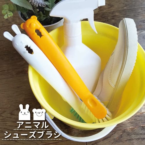 Ohe Shoe Cleaning Brush, White, Approx. 22cm H x 3.3cm W x 4.3cm D, Animal Shoe Brush with Rabbit Hook Brush