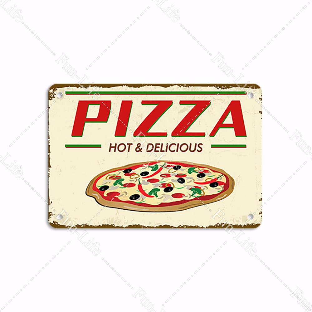 Pizza Dessert Metal Poster Food Tin Sign Plaque Metal Restaurant Vintage Wall Decor for Bar Club Metal Signs 20x30cm