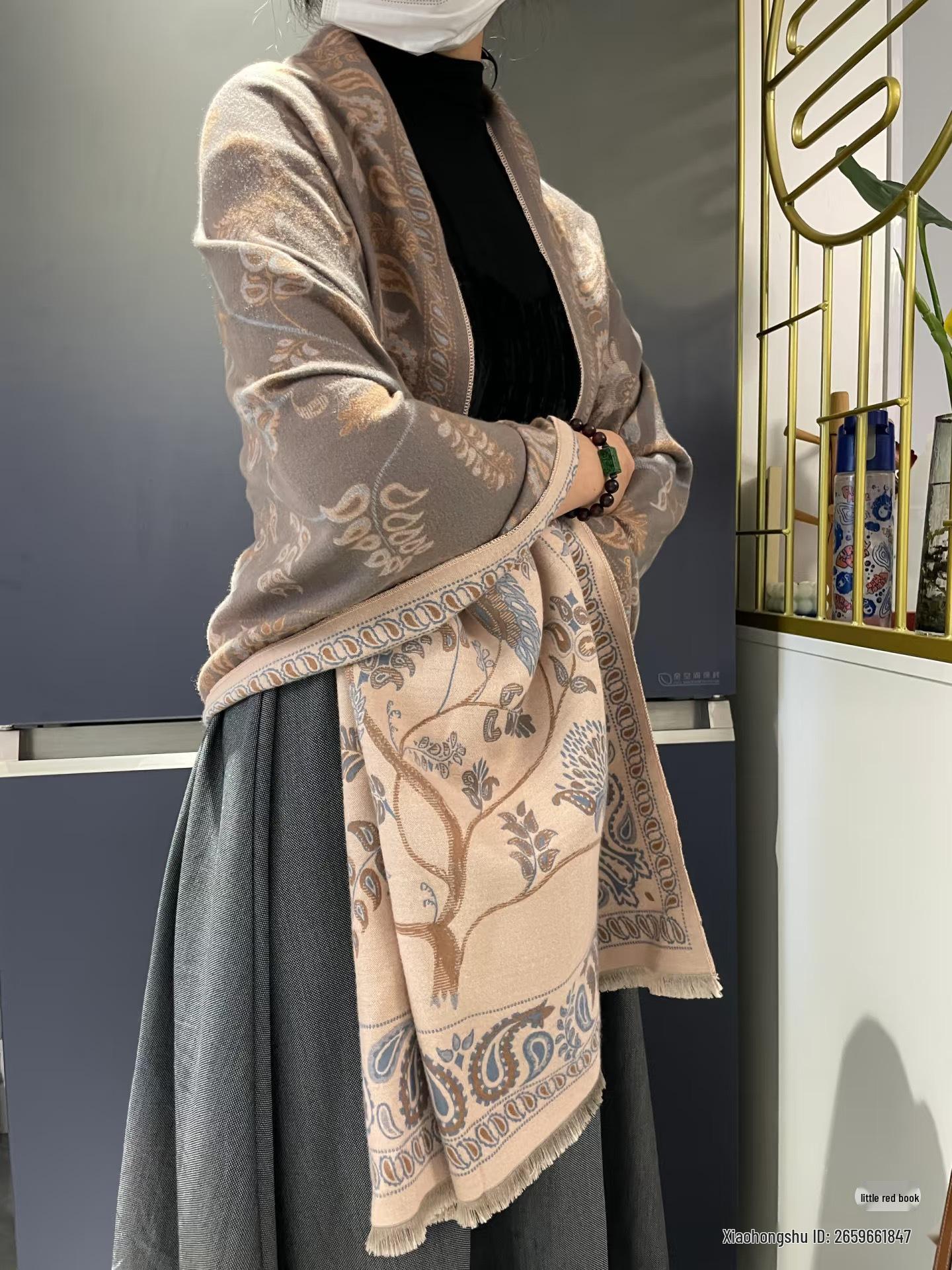 

Женский толстый теплый шарф с изображением пейзажа: Имитация кашемира для офисных и модных воротников 180*65 cm